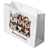Frohe Weihnachten Pembroke Welsh Corgi Hunde Große Geschenktüte (Rückseite Schrägansicht)
