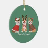 Frohe Weihnachten Pembroke Welsh Corgi Hunde Keramik Ornament (Rechts)