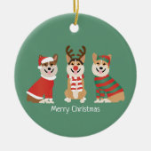 Frohe Weihnachten Pembroke Welsh Corgi Hunde Keramik Ornament (Vorne)