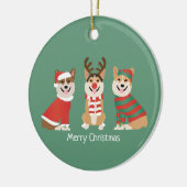 Frohe Weihnachten Pembroke Welsh Corgi Hunde Keramik Ornament (Links)