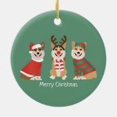 Frohe Weihnachten Pembroke Welsh Corgi Hunde Keramik Ornament (Hinten)
