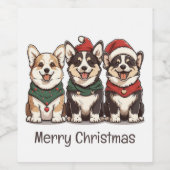 Frohe Weihnachten Pembroke Welsh Corgi Hunde Weinetikett (Einzelnes Label)