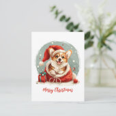 Frohe Weihnachten Pembroke Welsh Corgi Welpen (Stehend Vorderseite)