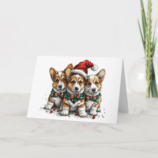 Frohe Weihnachten Pembroke Welsh Corgi Welpen (Vorderseite)