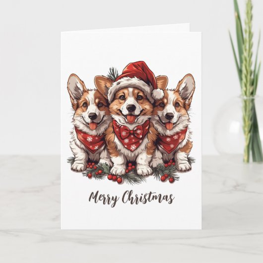 Frohe Weihnachten Pembroke Welsh Corgi Welpen (Vorderseite)