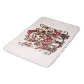 Frohe Weihnachten Pembroke Welsh Corgi Welpen Badematte (Schrägansicht)