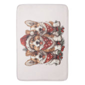 Frohe Weihnachten Pembroke Welsh Corgi Welpen Badematte (Vorderseite Vertikal)