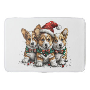 Frohe Weihnachten Pembroke Welsh Corgi Welpen Badematte