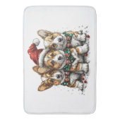 Frohe Weihnachten Pembroke Welsh Corgi Welpen Badematte (Vorderseite Vertikal)