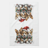 Frohe Weihnachten Pembroke Welsh Corgi Welpen Geschirrtuch (Vertikal)
