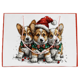 Frohe Weihnachten Pembroke Welsh Corgi Welpen Große Geschenktüte