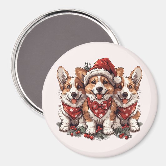 Frohe Weihnachten Pembroke Welsh Corgi Welpen Magnet (Vorderseite/Rückseite)