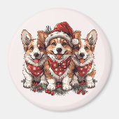 Frohe Weihnachten Pembroke Welsh Corgi Welpen Magnet (Vorne)