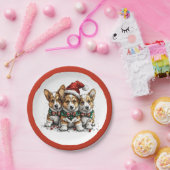Frohe Weihnachten Pembroke Welsh Corgi Welpen Pappteller (Party)