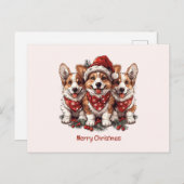 Frohe Weihnachten Pembroke Welsh Corgi Welpen Postkarte (Vorne/Hinten)