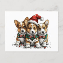 Frohe Weihnachten Pembroke Welsh Corgi Welpen