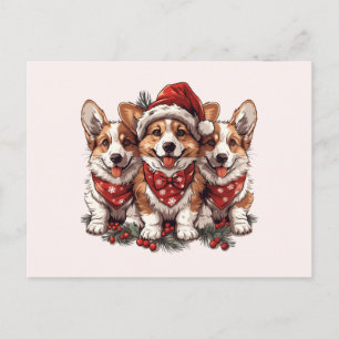 Frohe Weihnachten Pembroke Welsh Corgi Welpen Postkarte