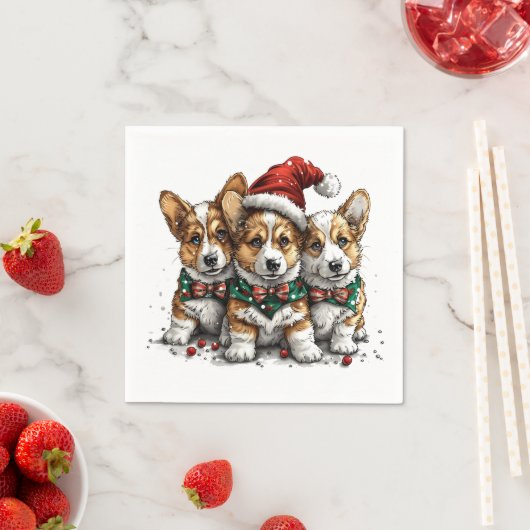Frohe Weihnachten Pembroke Welsh Corgi Welpen Serviette (Beispiel)