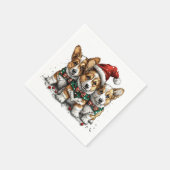 Frohe Weihnachten Pembroke Welsh Corgi Welpen Serviette (Ecke)