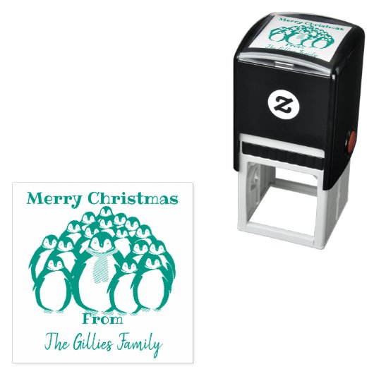 "Frohe Weihnachten" Penguin Familie Permastempel (Beispiel)