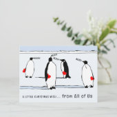 Frohe Weihnachten Penguin Holiday Cooles Rotes Her Karte (Stehend Vorderseite)