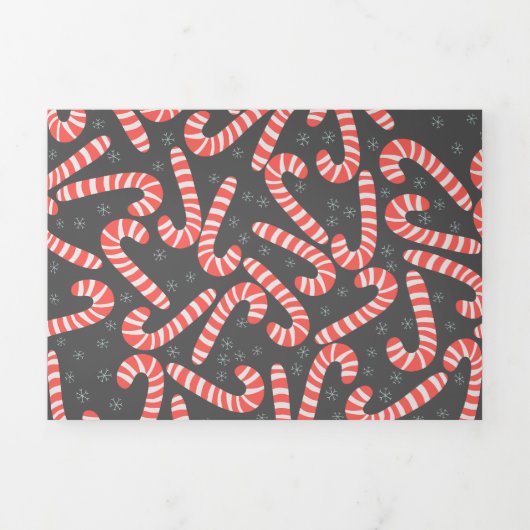 Frohe Weihnachten Peppermint Candy Canes Snowflake Dreifach Gefaltete Urlaubskarte (Cover)