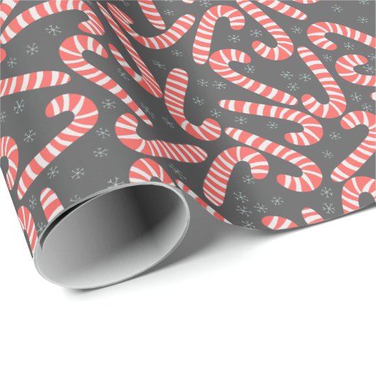 Frohe Weihnachten Peppermint Candy Canes Snowflake Geschenkpapier (Rolleneckpunkt)