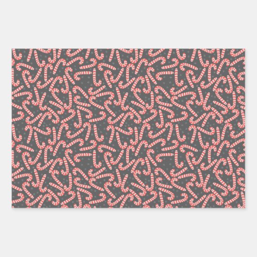 Frohe Weihnachten Peppermint Candy Canes Snowflake Geschenkpapier Set (Vorderseite)
