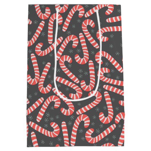 Frohe Weihnachten Peppermint Candy Canes Snowflake Mittlere Geschenktüte (Rückseite)