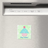 Frohe Weihnachten Peppermint Cupcake Art Green Magnet (In Situ (Geschirrspüler))