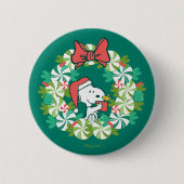 Frohe Weihnachten Peppermint Holiday Wreath Button (Vorderseite)