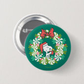 Frohe Weihnachten Peppermint Holiday Wreath Button (Vorne & Hinten)