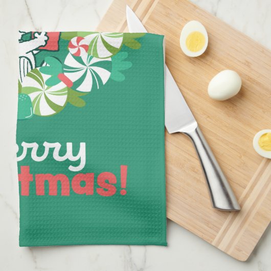 Frohe Weihnachten Peppermint Holiday Wreath Geschirrtuch (Viertel Falte)