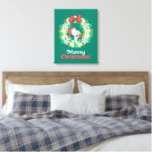 Frohe Weihnachten Peppermint Holiday Wreath Leinwanddruck (Insitu (Schlafzimmer))