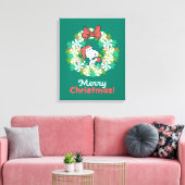 Frohe Weihnachten Peppermint Holiday Wreath Leinwanddruck (Insitu (Wohnzimmer))