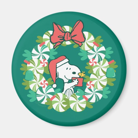 Frohe Weihnachten Peppermint Holiday Wreath Magnet (Vorne)
