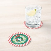 Frohe Weihnachten Peppermint Holiday Wreath Runder Pappuntersetzer (Vor Ort)