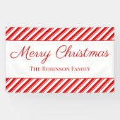 Frohe Weihnachten Peppermint Red Stripe Individuel Banner (Horizontal)