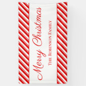 Frohe Weihnachten Peppermint Red Stripe Individuel Banner (Vertikal)