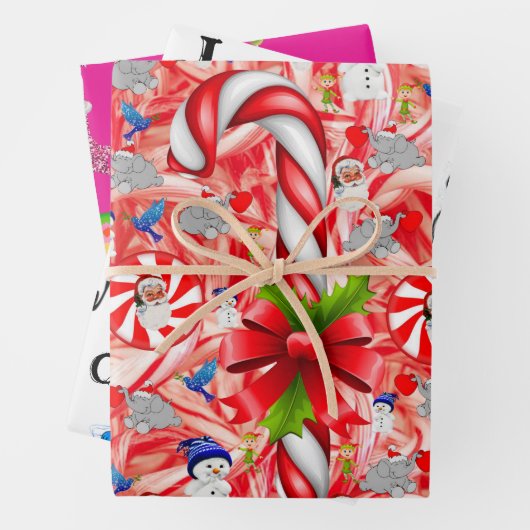 Frohe Weihnachten Peppermint Santa Geschenkpapier Set (Beispiel)