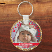 Frohe Weihnachten personalisieren Button Schlüssel Schlüsselanhänger (Vorderseite)