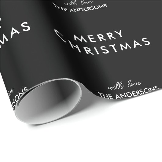 Frohe Weihnachten Personalisiert Black | Individue Geschenkpapier (Rolleneckpunkt)