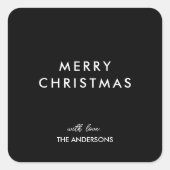 Frohe Weihnachten Personalisiert Black | Individue Quadratischer Aufkleber (Vorderseite)