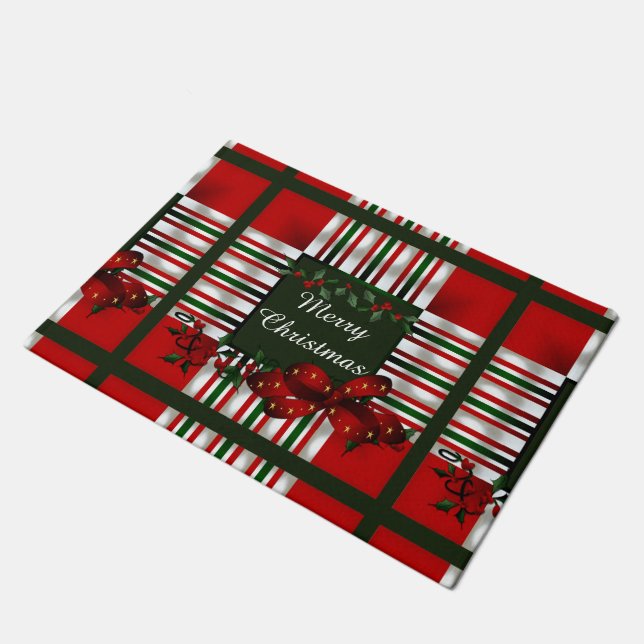 Frohe Weihnachten Personalisiert Fußmatte (Schrägansicht)
