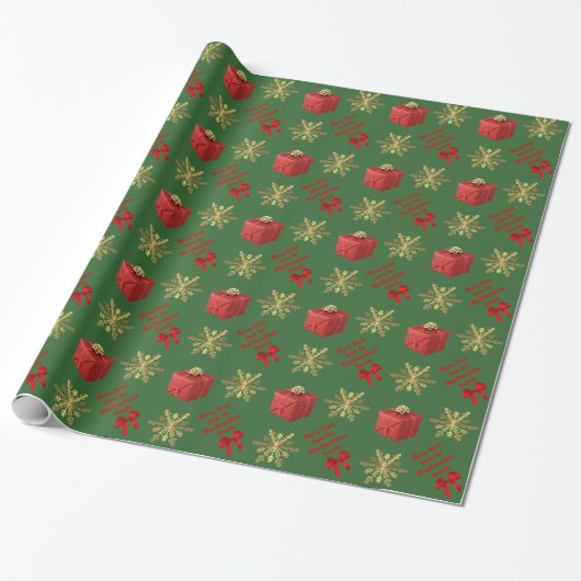 Frohe Weihnachten personalisiert Geschenkpapier (Ungerollt)