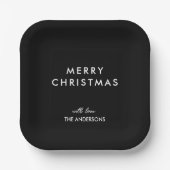 Frohe Weihnachten Personalisiert Name Black Pappteller (Vorderseite)