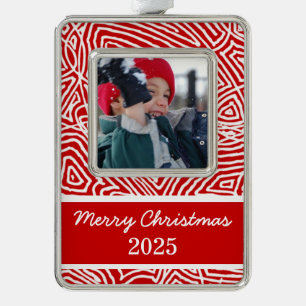 Frohe Weihnachten Personalisiert Rahmen-Ornament Silber