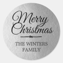 Frohe Weihnachten Personalisiert Silberner Umschla Runder Aufkleber
