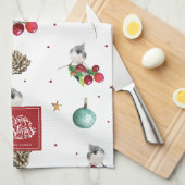 Frohe Weihnachten Personalisiert Winter Bird Muste Geschirrtuch (Viertel Falte)