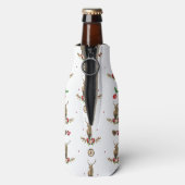 Frohe Weihnachten Personalisiert Winter Deer Patte Flaschenkühler (Flasche Rückseite)